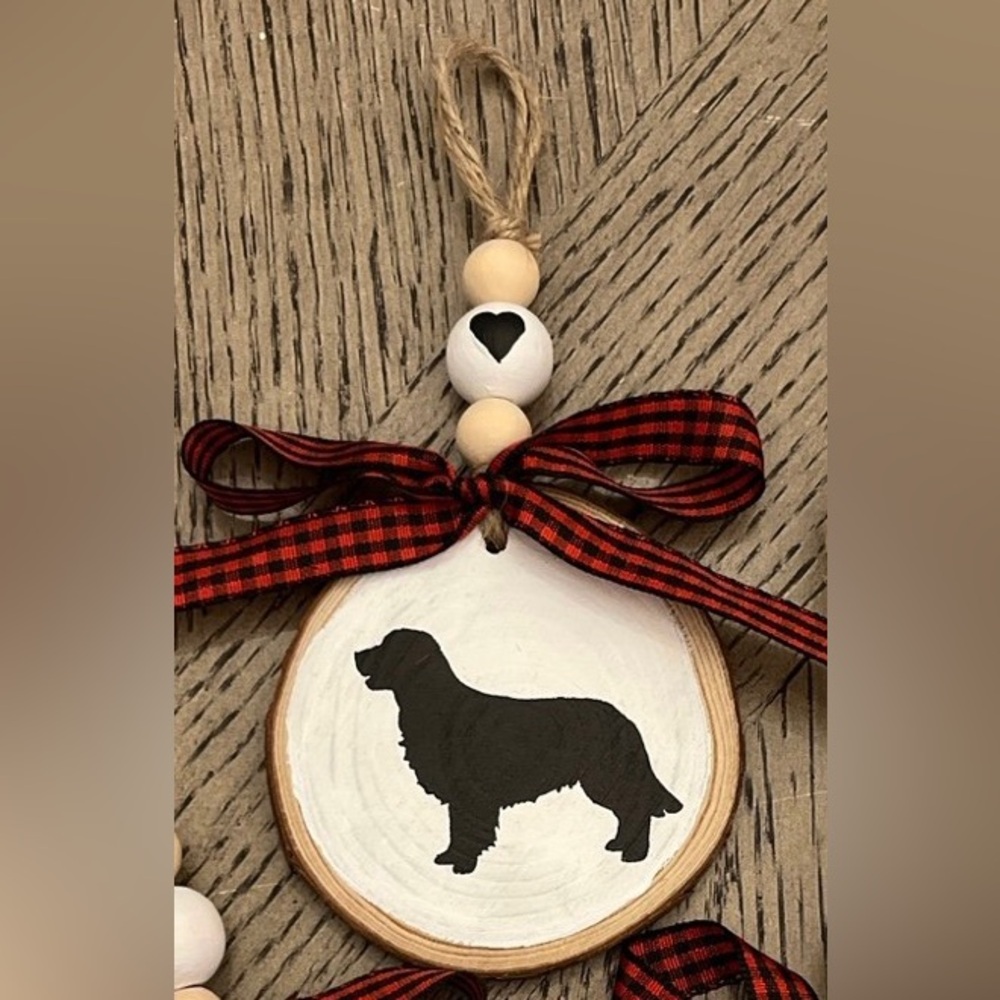 Handmade Golden Retriever Farmhouse Christmas Ornament Rustic Dog Seasonal